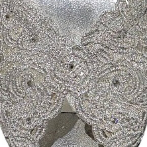 Stuart Weitzman Vintage Silver Chantilly Lace Gem Formal Peep Toe Heels Size 9.5 - Picture 12 of 12